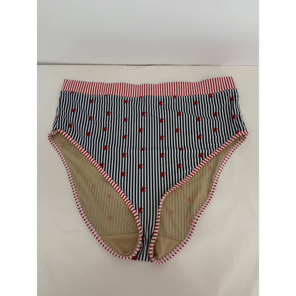 Swim by Cacique Womens High Waist Bikini‎ Bottom Stars Stripes Navy Plus Sz 22